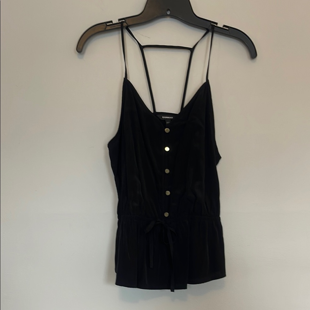 Express Black Sleeveless Cinched Waist Tank